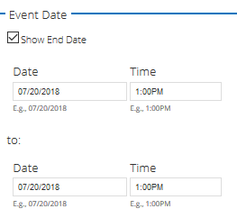 3. Enter Event Start and End Date and Time